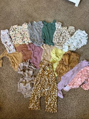 Mixed Baby Girl Romper & Onesie Bundle - Floral & Earth Tones